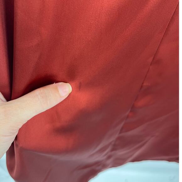 Asos Maxi Wrap Satin Skirt Sz 0 Rust Y2K Minimalist Formal Bias Sleek Modern - Picture 9 of 12